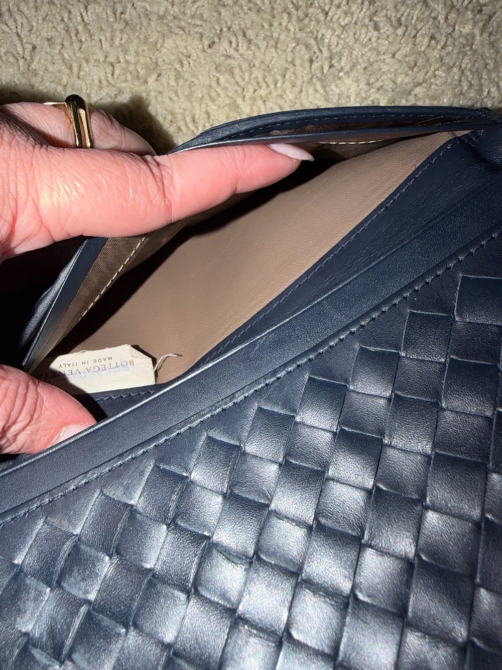 Bottega Veneta Intrecciato woven leather long wallet in Navy Blue - Picture 3 of 5